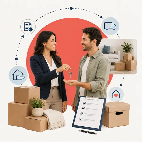 1836 Property Management specialist coordinating a lease renewal or tenant move-out for a rental home.
