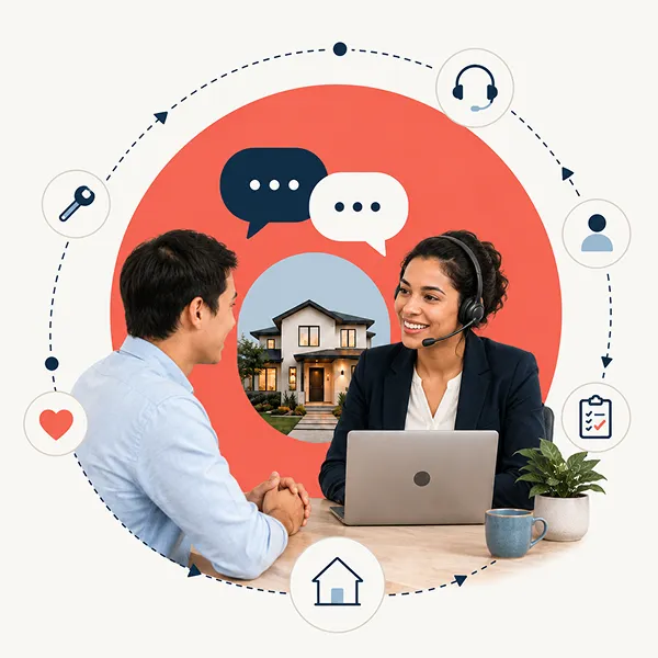1836 Property Management representative helping a resident with questions about their rental home.